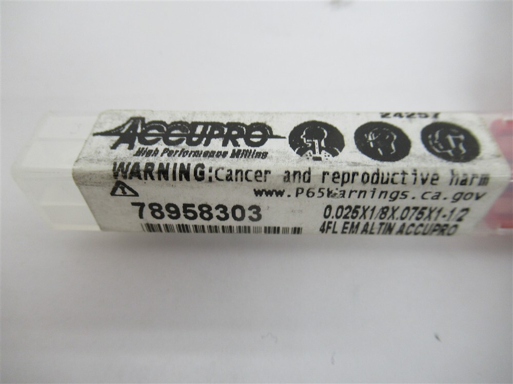 Accupro 78958303 , .0250" Solid Carbide Square End Mill