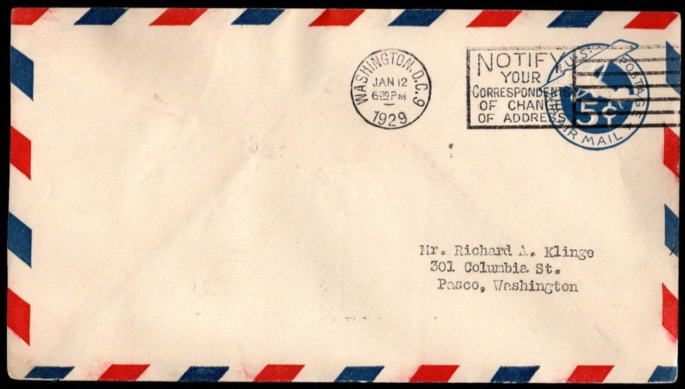 SC# UC1 FDC, 5c Airplane, back flap closed