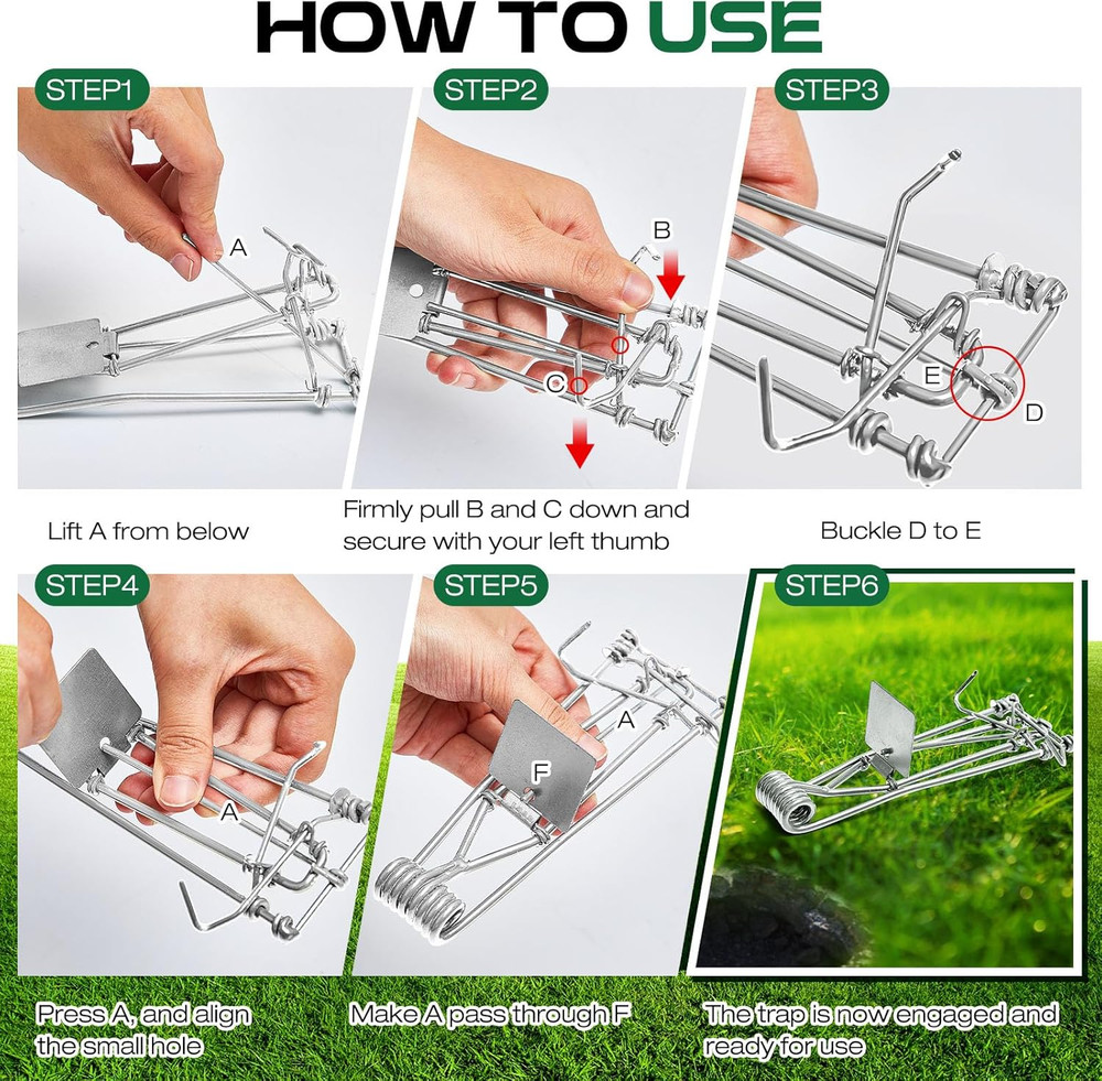 2 Pcs Outdoor Gopher Trap Mole & Vole Killer Easy Set Weather Resistant Silver