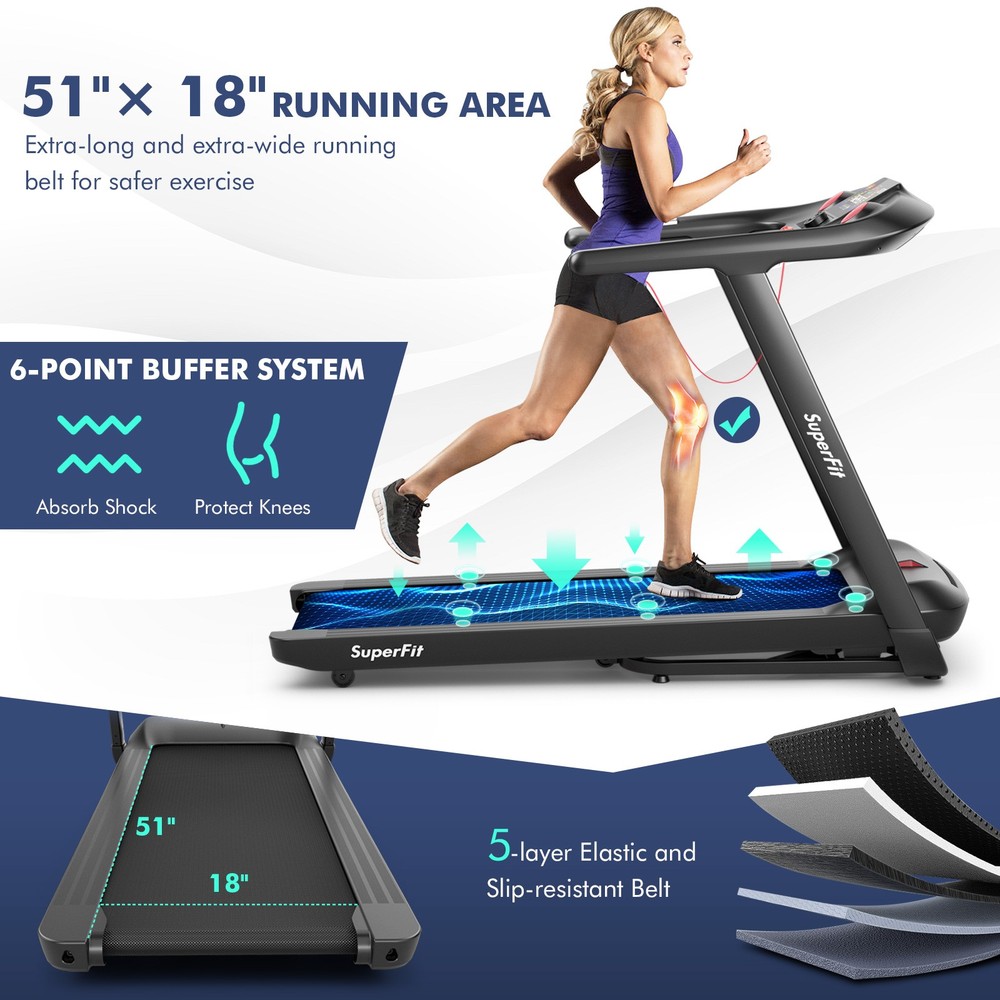 4.75HP Folding Treadmill w/Preset Programs Touch Screen Voice/APP/Remote Control