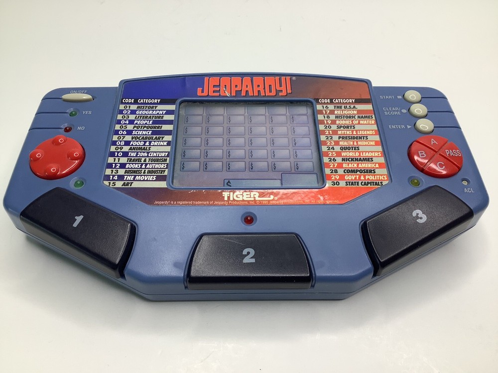 Jeopardy Tiger Electronic Game 1995 With Cartridge HandHeld Trivia Game *READ*