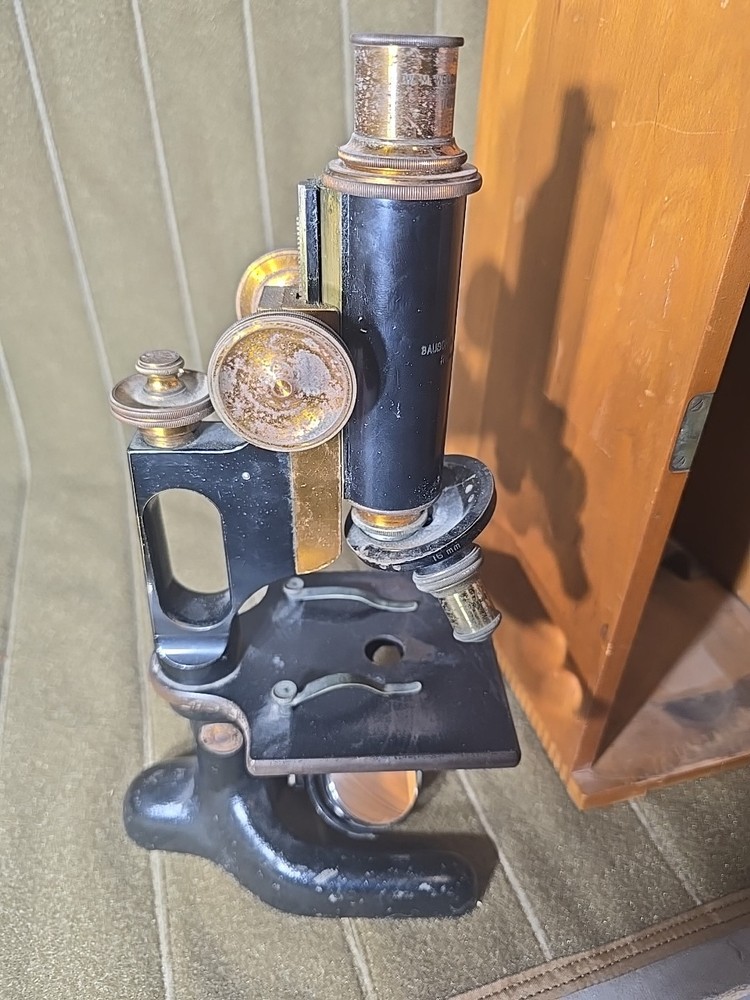 Antique 1907 Bausch & Lomb Jug Handle Microscope