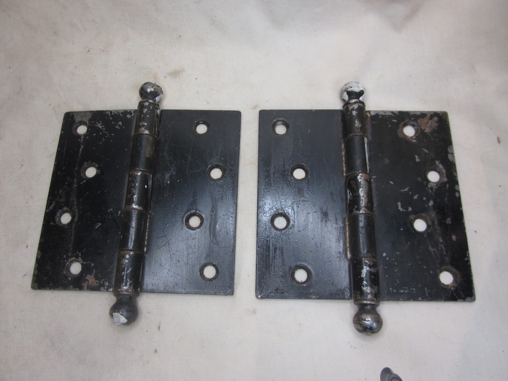 2 large vintage ball tip hinges hinge pair 4 1/2"