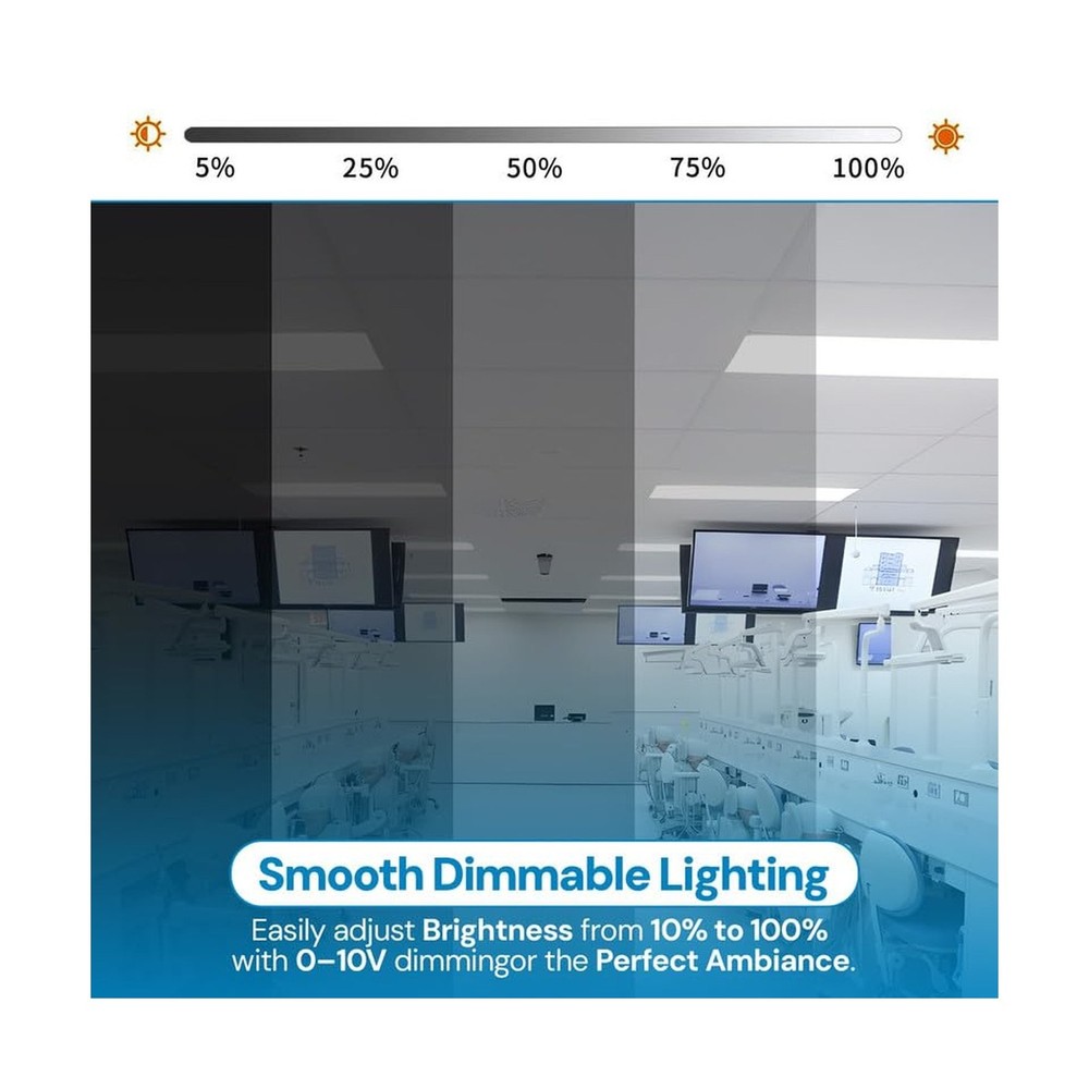 2 Pack 2x2 LED Flat Panel Light for Drop Ceiling, 5200lm Selectable 20W/25W/3...