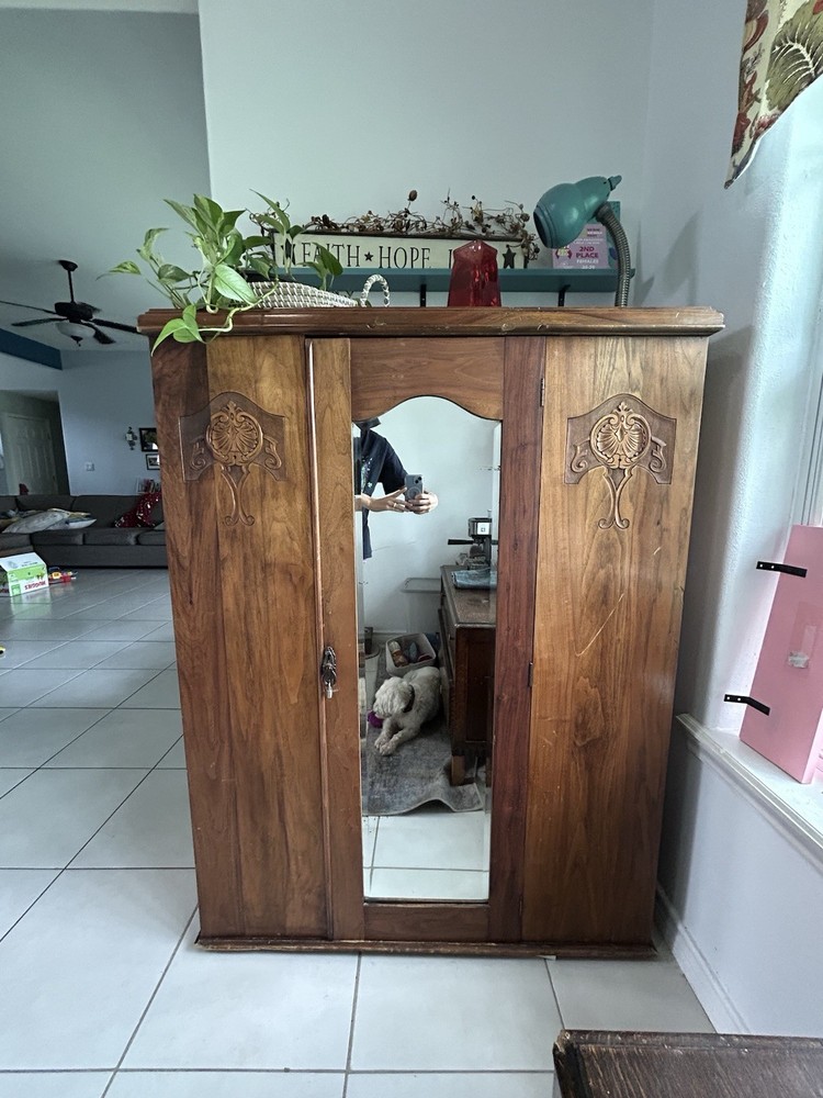 ANTIQUE ARMOIRE MIRROR WARDROBE