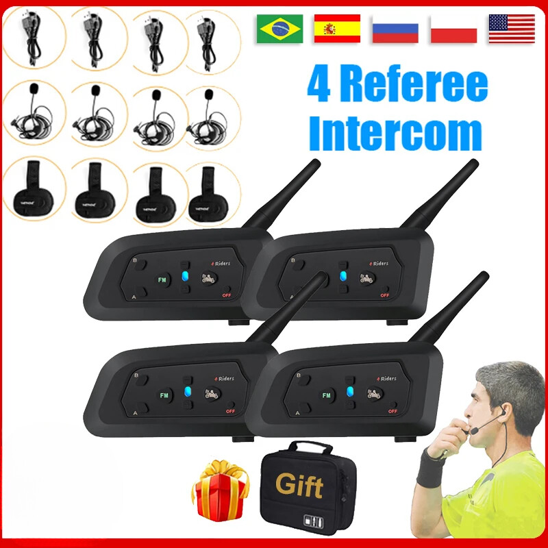 4 Users Referee Intercom Headset V4C Full Duplex Bluetooth Headphone Interphone