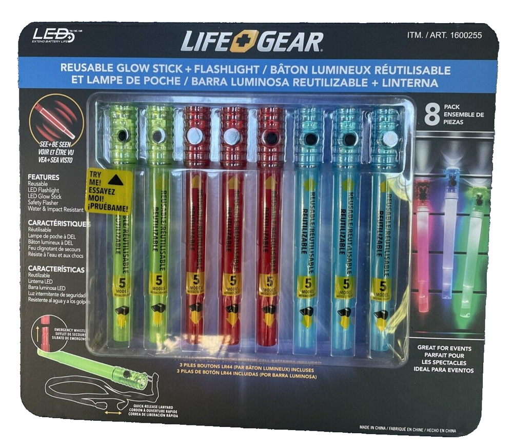 Lightgear Reusable Glowstick+Flashlight 8pack