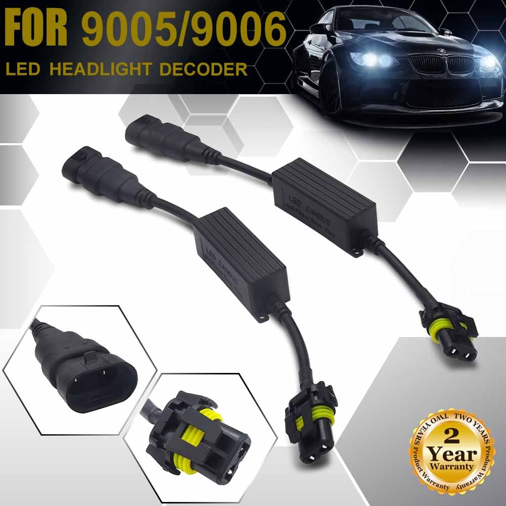 2x 9005/9006 Headlight Kit Canbus LED Decoder Anti-Flicker Relay Adapter