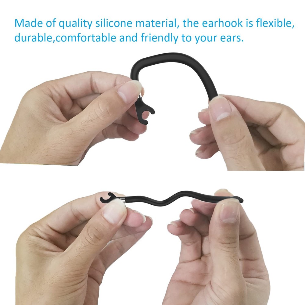 Replacement Ear Hooks for Earpiece, AMZLUV Solf Silicon Flexible Large, Black