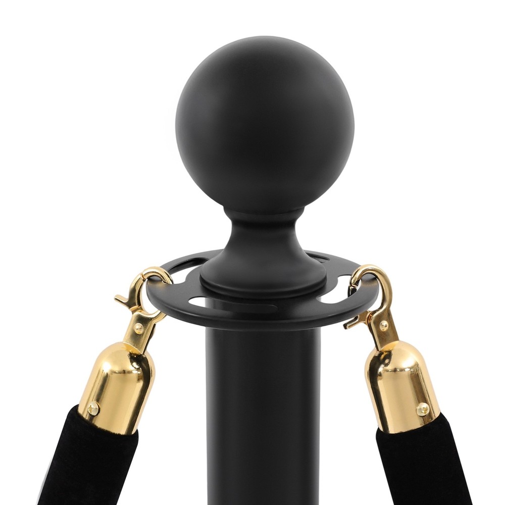 6Pcs Black Stanchion Posts Queue Pole Ropes Crowd Control Barrier Stanchion