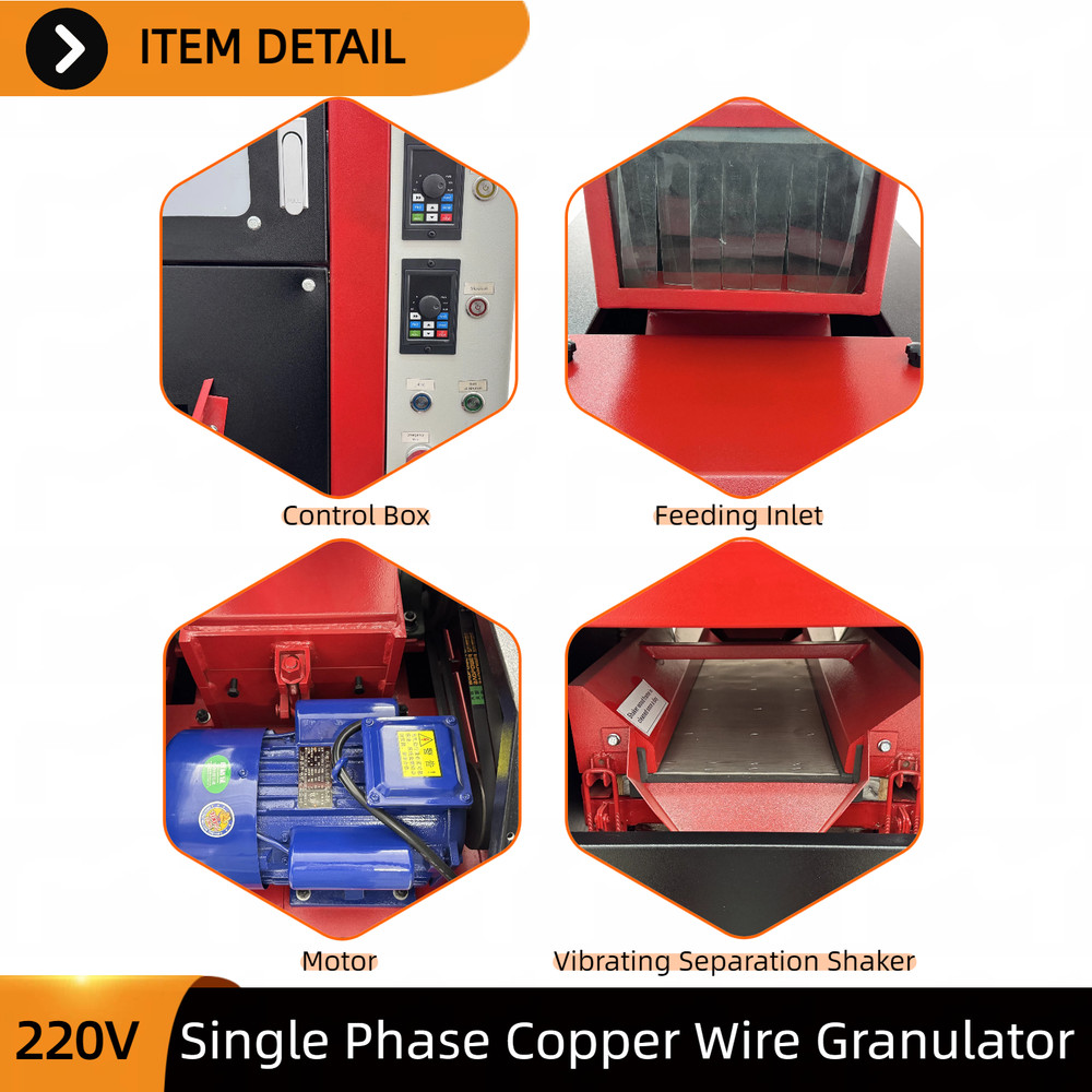 Automatic Copper Wire Granulator 220V Single Phas for Cable Recycling Machine