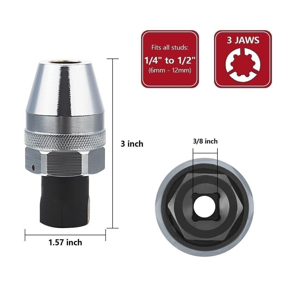3/8" DRIVE DR UNIVERSAL BROKEN THREAD STUD EXTRACTOR TOOL REMOVER REMOVAL SOCKET
