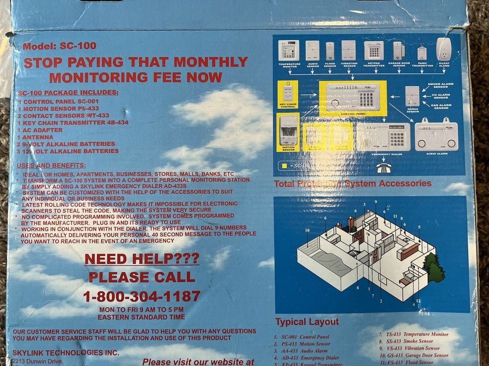 Skylink SC-100 Wireless Security Deluxe Security System (SC-100)