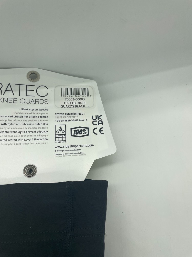 100% Teratec Knee Guards Level 1 Black Size Large