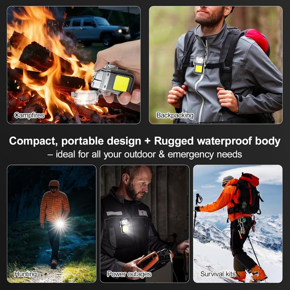 2-Pack Waterproof Dual Arc Plasma USB Lighter 3 Modes Flashlight Outdoor