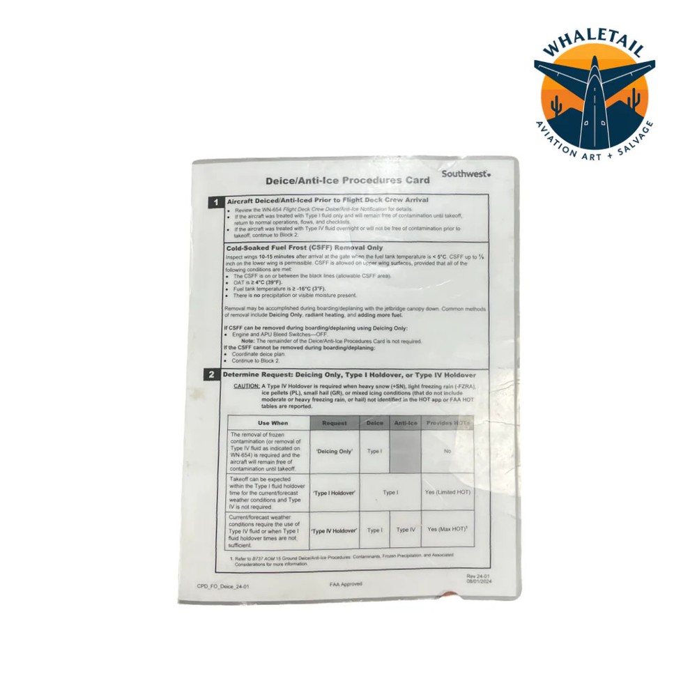 Southwest Procedure Card