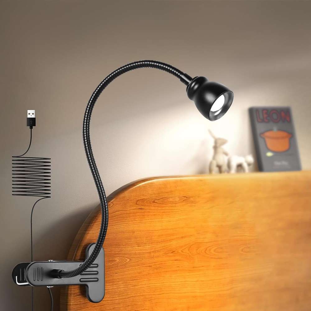 Zoomable Clip On Lamp Dimmable Spotlight for Dorm Bed Headboard Working
