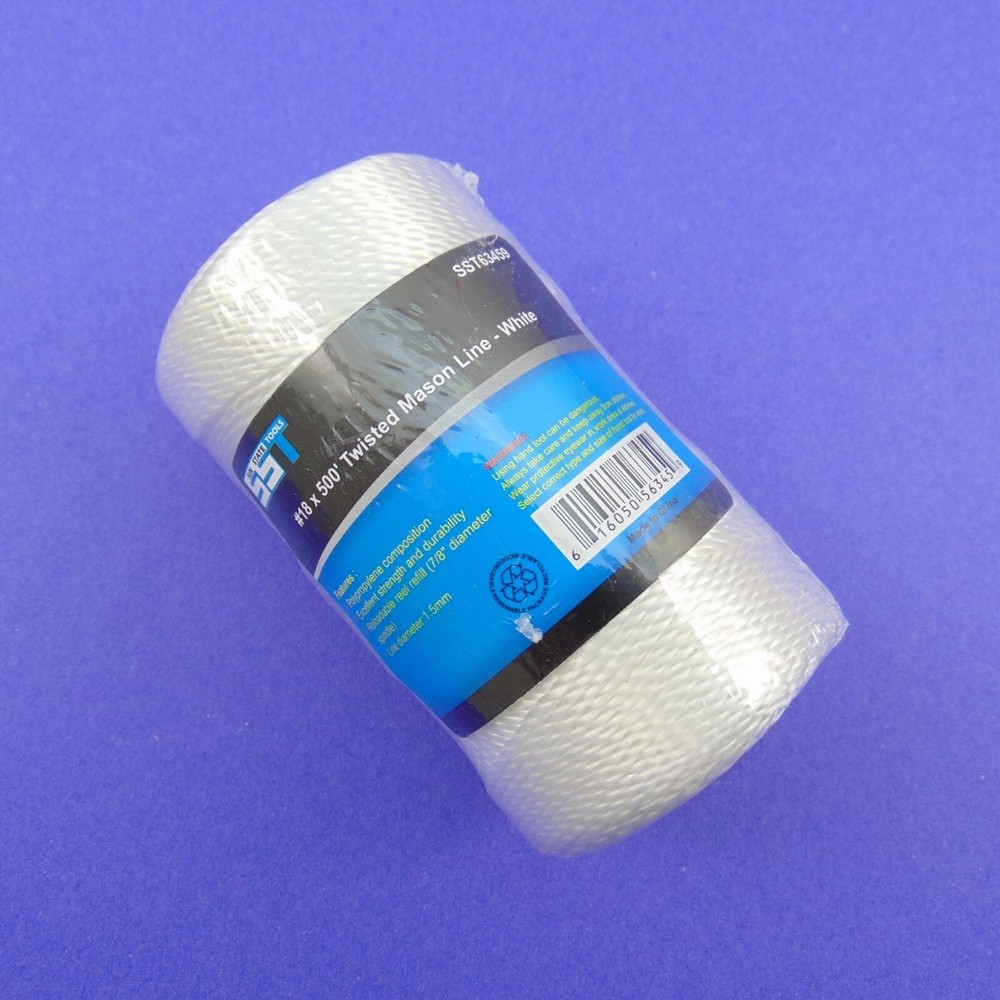 White String Twisted Mason Line Boundary Marker Multi Use Crafts #18 x 500'