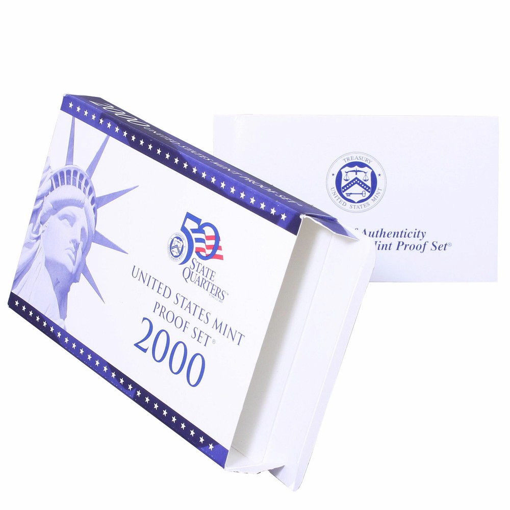 Empty Packaging Replacement Clad Proof Set Box & COA No Coins 2000