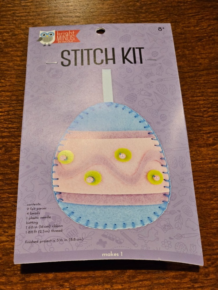 NEW Bright Minds by Nicole Stitch Kit Easter Egg Craft Felt Beads