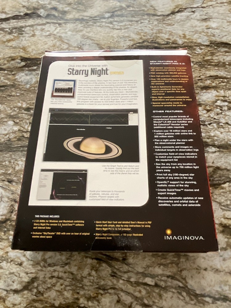 Imaginova Starry Night Pro Big Box 3 Discs Version 5.0 Software Windows Mac