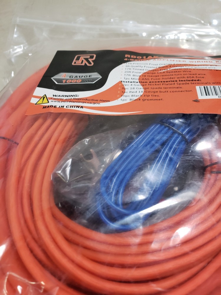 4 Gauge Amplifier Wiring Kit RD01AK4 Complete Installation Kit