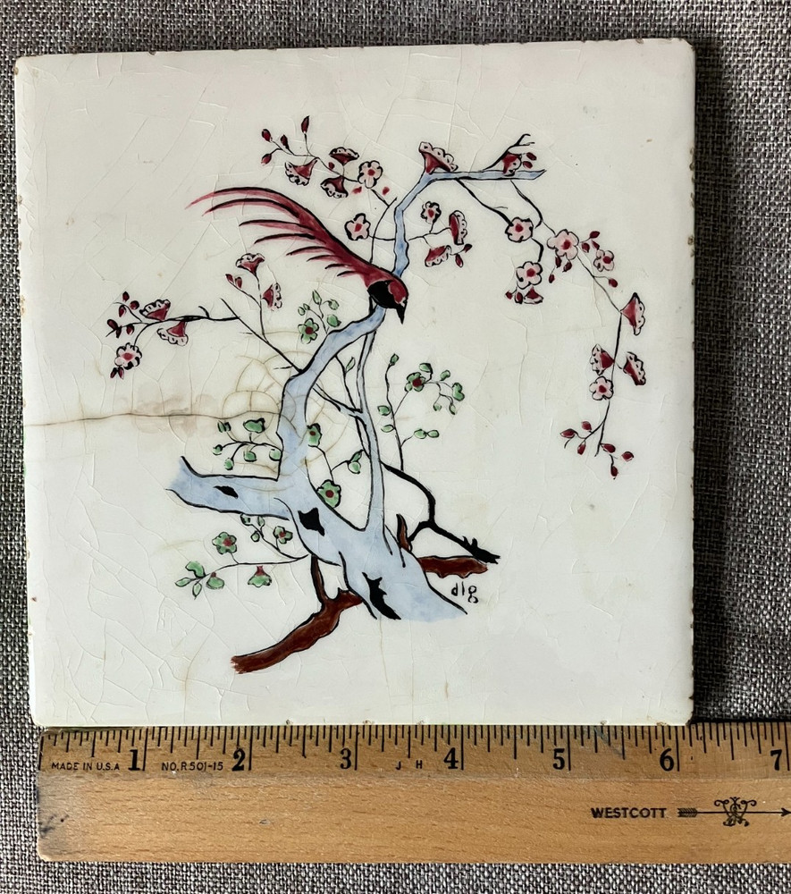 Vintage Studio Ceramic Tile 6" x 6" signed "dlg"