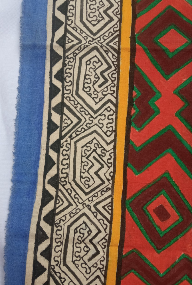 Shipibo Native Kene Painted Textile 29” X 31”