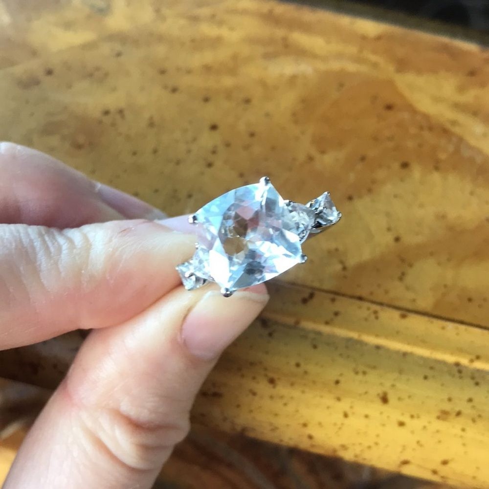 Natural White Topaz Sterling Silver Ring Size 7