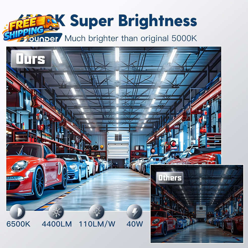 10 Pack Linkable LED Utility Shop Light 4400 LM 6500K Cool Daylight 4 FT