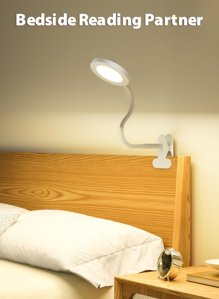 LED Clip on Light,100% Infinite Dimmable Reading Book Lights in Bed Headboard...