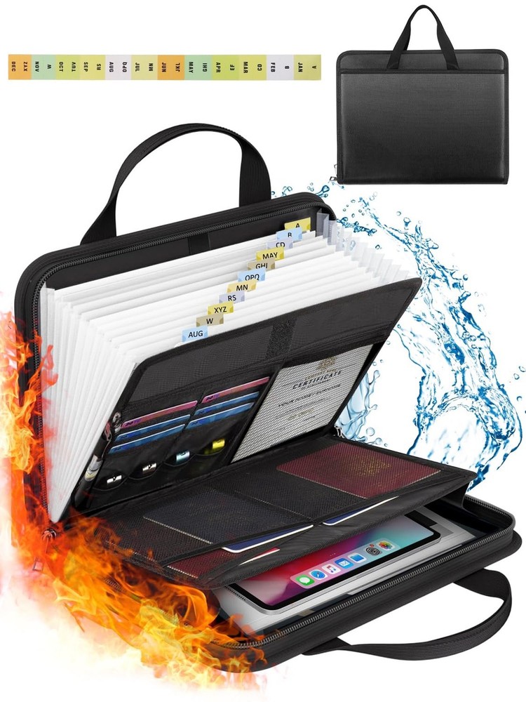 Important Document Organizer Folio Accordion File Organizer Fireproof Expandi...