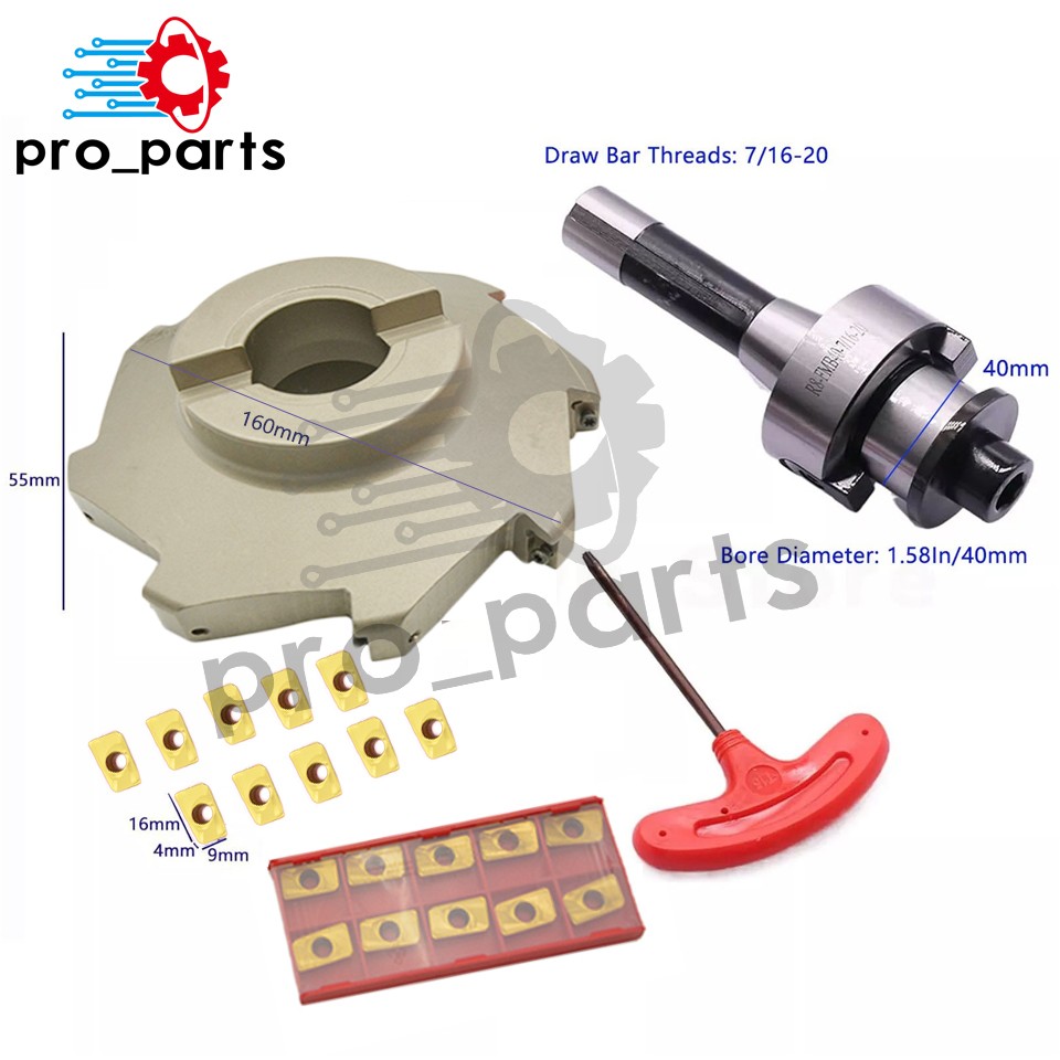6.3" 90 Degree Indexable Face Shell Mill Cutter, R8 Arbor with APMT1604 Insert