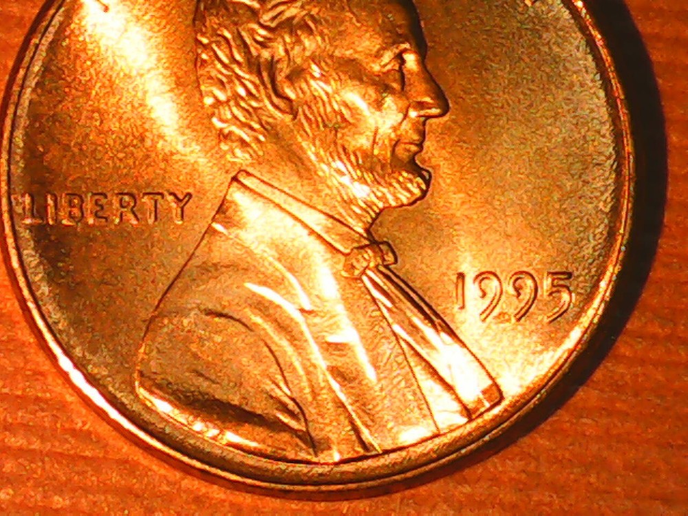 1995 Penny Die Crack and Chip Obverse