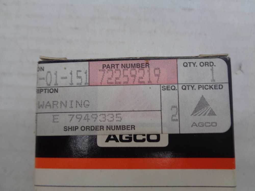 AGCO LAMP WARNING - 72259219 - BOX15