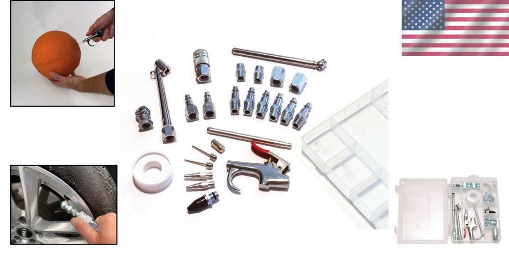 Complete Air Tool Set: 25 essentials in a Clear Storage Case for Easy Use