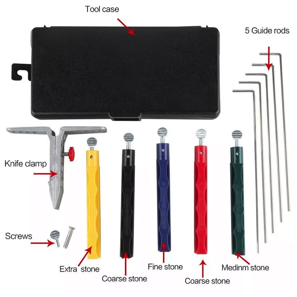 5 Stone Controlled Angle Precision Professional Knife Sharpening System Set US *