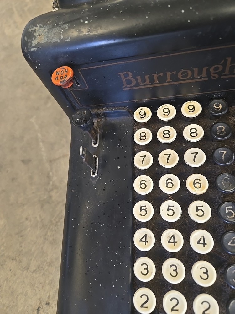 Antique Burroughs Adding Machine Black Untested