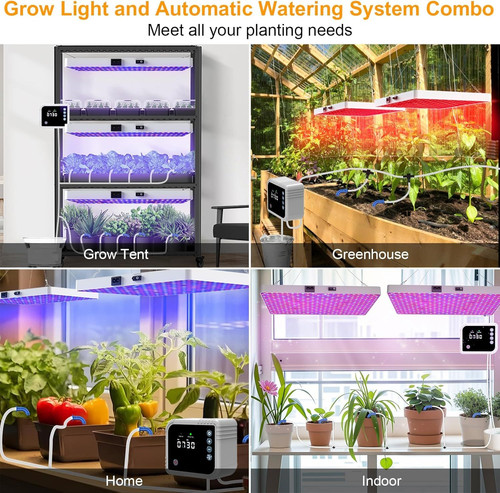 LED Grow Light with Automatic Light+Automatic Watering System, White