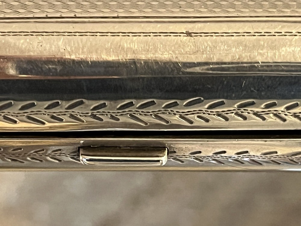 George Unite Sterling Silver Box Case Birmingham 1878 Engine Turned No Monogram