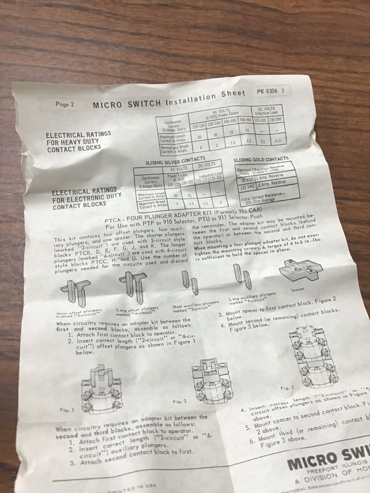 MICRO SWITCH 1 PTCD CONT BLK 1NO 8339 (TA12MS)