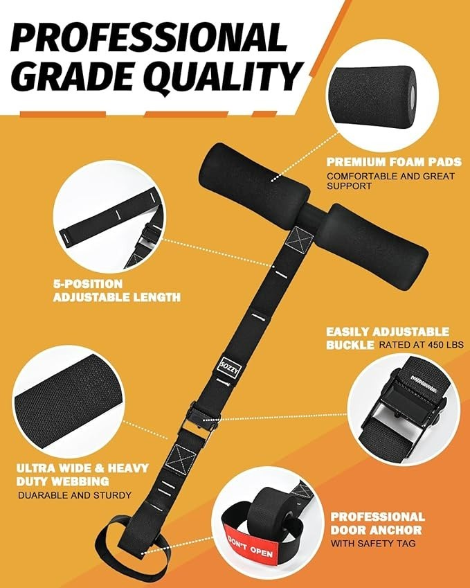 Nordic Hamstring Curl Strap with Safety Tag, Black