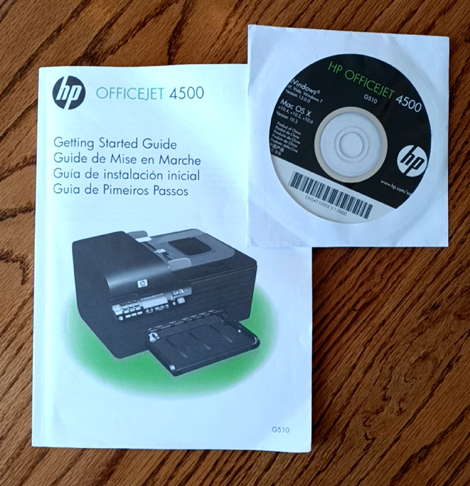 HP OFFICEJET 4500 GETTING STARTED GUIDE with G510 CD DISK FOR WINDOWS & MAC
