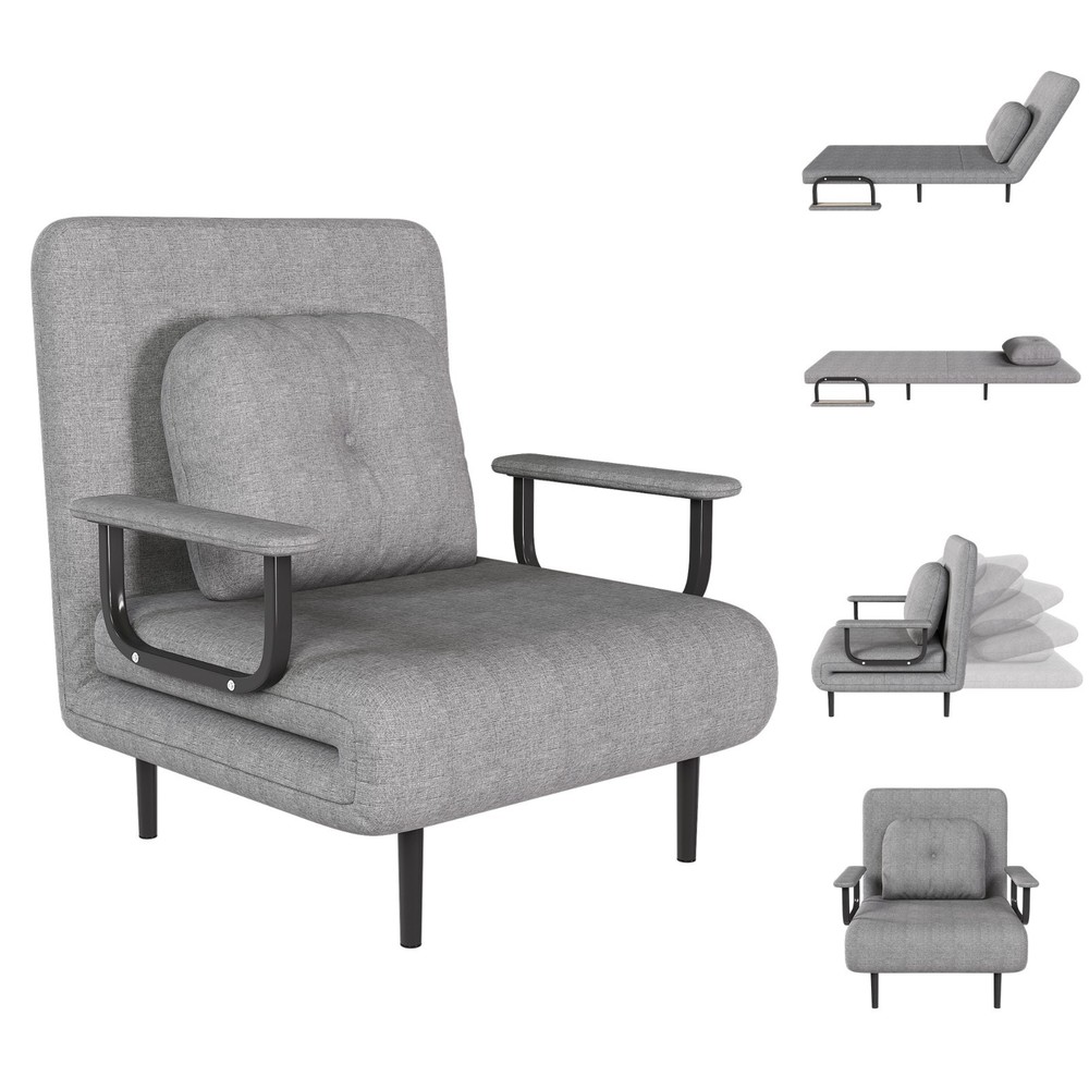 Folding Sofa Bed 5-in-1, Adjustable 5-Position Sleeper with Pillow, Space-Saving