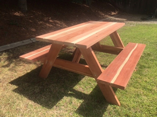Redwood Picnic Table- Custom built 6ft long