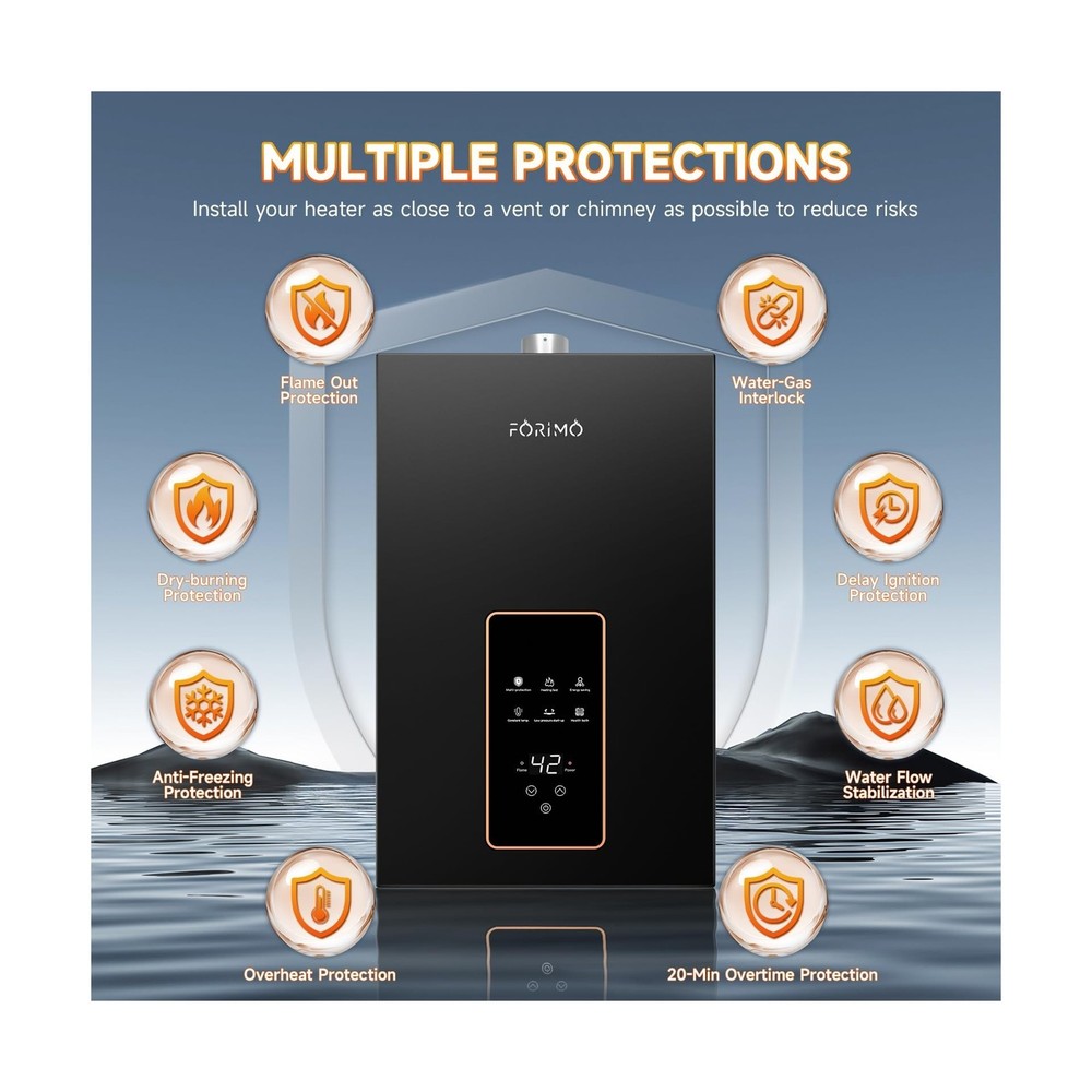 Natural Gas Tankless Water Heater, 4.21GPM 16L Indoor,Constant propane water ...