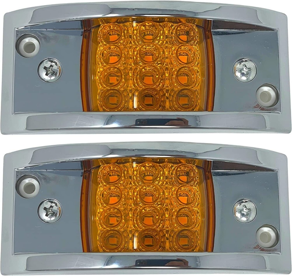 Rectangular 4-4/5inch Armored-Style Clearance Side Marker Light 12 LED Chrome