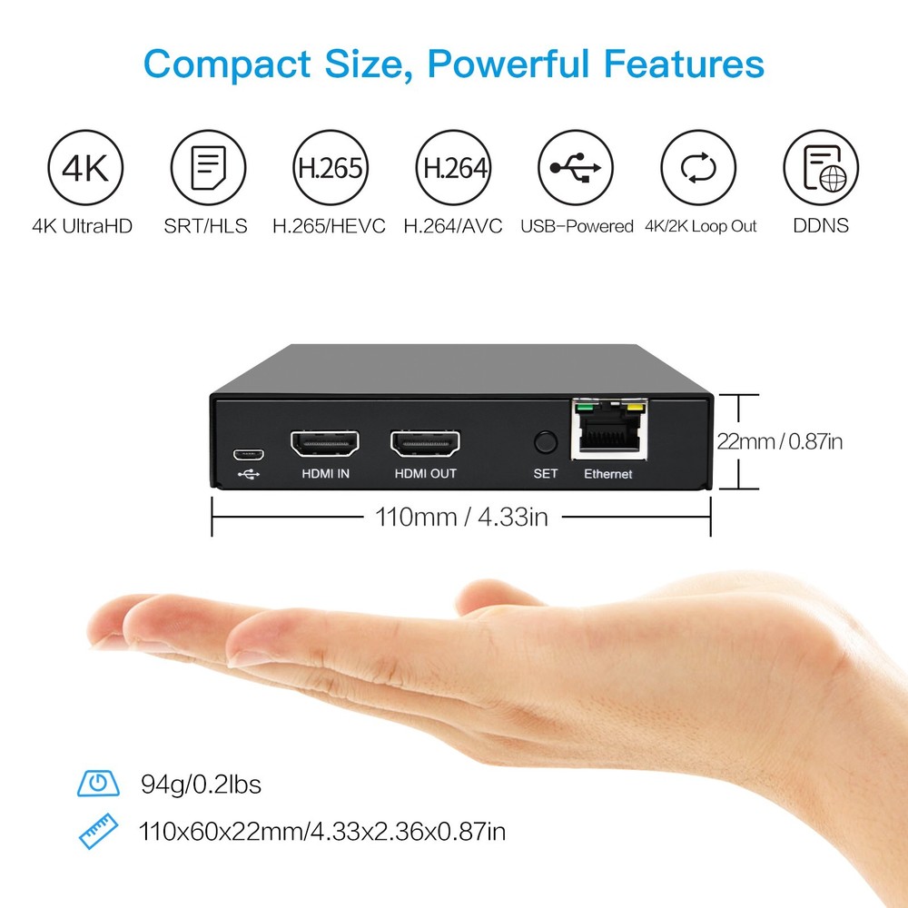 4K@60Hz Live Streaming Encoder Real Time Local Loopout for FB YouTube Twitch IPT