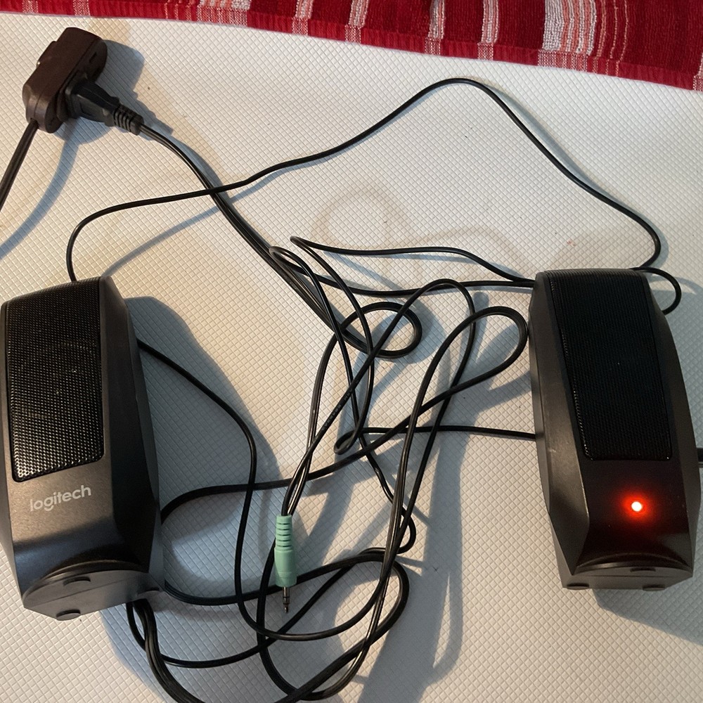 Logitech S120 Black Computer Speakers Tested Working Great Sound