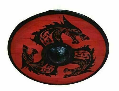 24'' Viking Dragon Round Shield Fully Functional Medieval Shield For Gift Decor